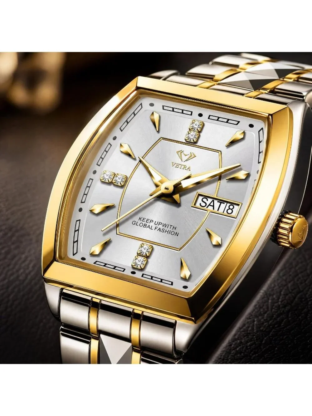 Women's White Two Tone Stainless Steel Waterproof Casual Dress Date Wrist Watch